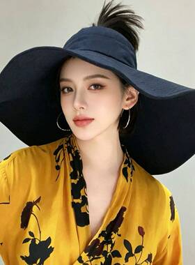 秋冬季超大帽檐半空顶渔夫帽帽子女款可折叠显脸小遮阳防晒1009z