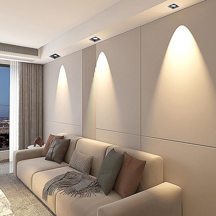 Grille spotlights, double-headed, three-headed bold lamps, embedded smart home decoration commercial ceiling lamps without main lights, square downlights