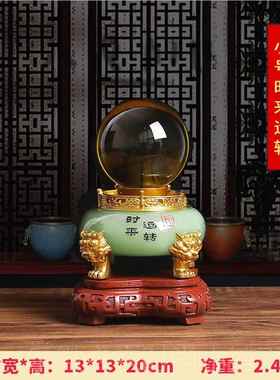 新款时来运转水晶球聚招宝盆摆客厅酒柜办公室装饰财品乔件迁开业