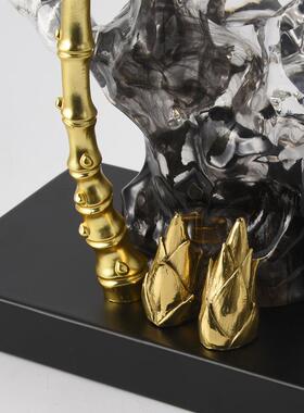 透明树脂雕塑太湖石摆件高档新中式别墅玄关造景客厅家居装饰品