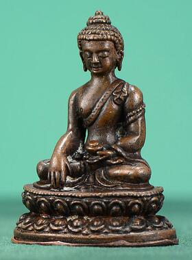 药师佛尼泊尔手工艺用品铜做旧阿弥陀佛随身小铜像摆件