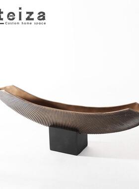 Oteiza现代新中式艺术树脂弧形摆件样板间酒店大厅软装装饰品摆设