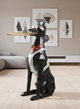 跨境摆新欧款北轻奢大狗树落地件脂创意客厅玄关收纳托盘装饰2222