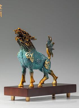 《风火麒麟》铜金岁月麒麟铜摆饰工艺礼品摆饰铜器客厅桌面装饰开