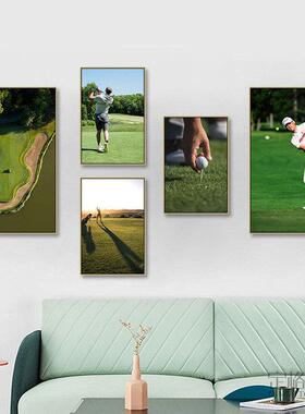 尔夫油画球场球杆体育运动明星酒店装饰画公室golf海报装饰画