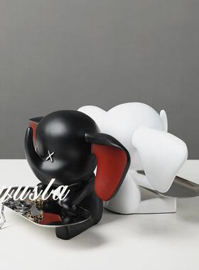 通卡关可爱摆件居客家厅儿童房动物玄柜钥匙收纳托盘MDP摆设软装