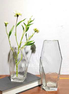 玻璃花瓶摆件桌面金边不规则餐厅家居装饰样板房透明现代简约插花