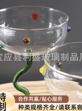 创意玻璃高脚杯办公室桌面工艺品简约时尚玻璃杯厂家销售