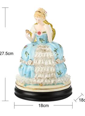 高档创意摆件欧式蕾丝瓷偶人物饰品手工制奢客华厅琴家居工艺礼品