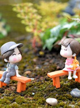 微景观小摆件zakka迷你情侣款一对娃娃公仔工艺品盆景摆设装饰品