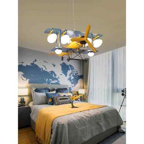 儿童房吊灯 led创意卡通飞机灯战斗机模型幼儿园灯房间卧室装饰灯 - 图0
