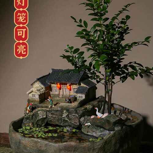 桌面微景观小鱼缸流水摆件循环水客厅办公室装饰开业乔迁新居礼品 - 图1