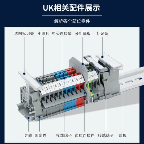 UK导轨式接线 线端子2.5B/3N/5N/6N/10N电压电流接地 - 图1