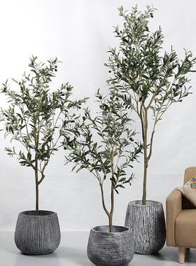 高质感彷真橄榄树客厅摆件装饰品彷真绿色植物盆栽室内植物造景摆