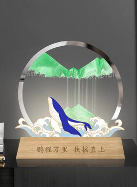 发光立体流沙画工艺品流沙摆件小夜灯玻璃装饰品创意摆件小礼品