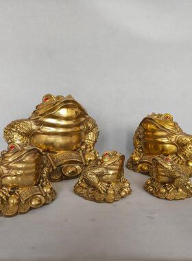 新款直销三足金蟾进宝摆件黄铜金属金蟾工艺品多尺寸居家办公场所