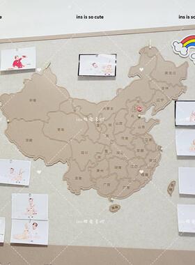 中国旅游足迹签到照片墙毛毡墙贴纸墙装饰立体背景墙地图挂画装饰