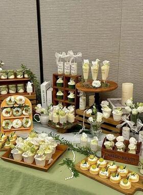 森系甜品台摆台摆件茶歇甜品台木制展示架新款宝宝宴展示架