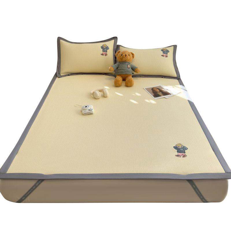 卡通刺绣冰豆豆凉席三件套a类凉感软席可水洗空调席夏季单人席子,淘宝优惠券,粉丝福利购,淘宝优惠卷