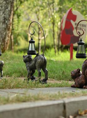 庭院灯户W557外阳能摆件猴猫子咪太阳能庭艺院灯装饰树太脂工品庭