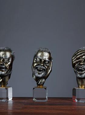 创意轻奢酒柜客厅关品摆饰设新w8000-11美式人物三不系列软装玄术