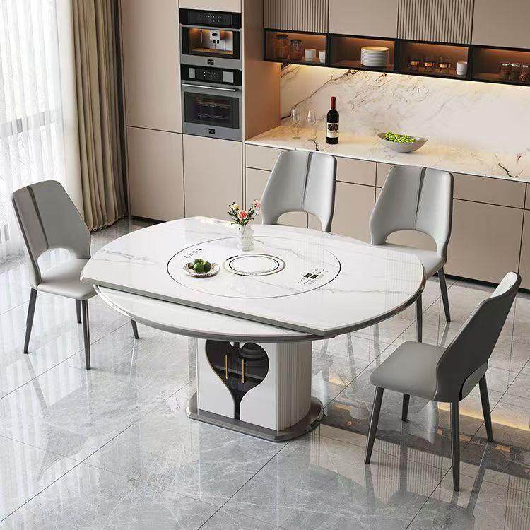 岩板餐桌带暖菜板电动转盘电磁炉多功能伸缩可变圆桌智能语音控制,淘宝优惠券,粉丝福利购,淘宝优惠卷