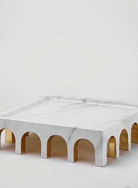 新品创意白色拱门艺术摆件家居餐桌果盘树脂工艺品家居装饰