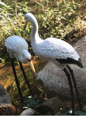 仿白鹭摆件假山鱼池造景院水池真装饰户花MMW园落地仿真动物雕塑