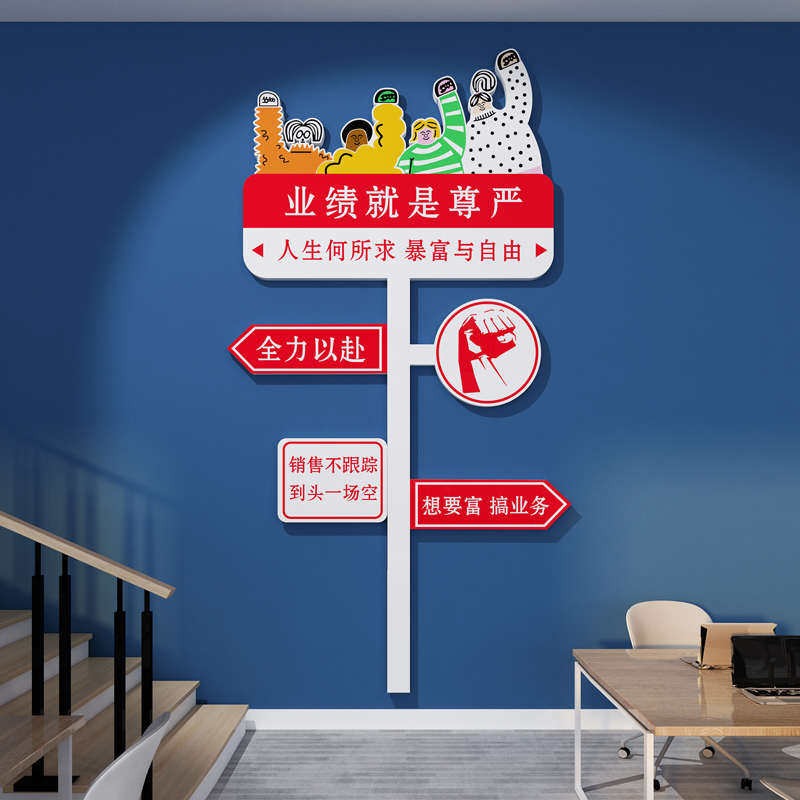 办公室企业文化墙励志标语装饰墙贴纸销售电商公司形象墙氛围布置,淘宝优惠券,粉丝福利购,淘宝优惠卷