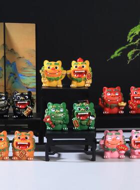 国潮狮爷树脂摆家居装饰R2G0Q0福狮摆件件桌面风宠醒狮旅游文创纪