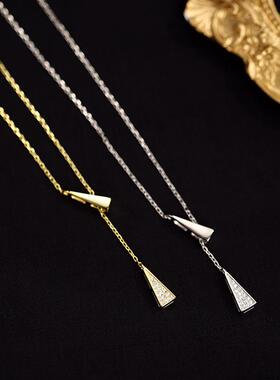 搭配衣服的项链配饰流苏几何三角形项链女高级感轻奢小众长款毛衣