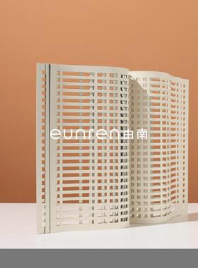 极简间风简约镂空艺金术属书卷摆件样板房售楼部FLH家居桌面软饰