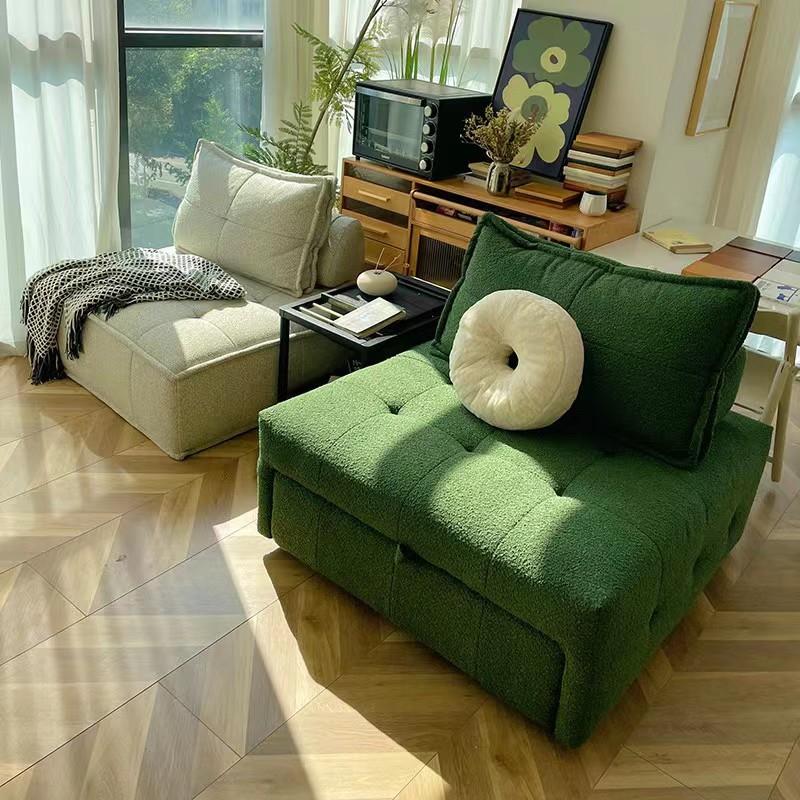 Puff pull-out sofa bed | Small-sized fabric sofa living room dual-purpose foldable retractable single sofa bed