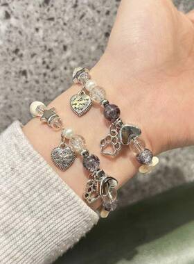 2026卡通猫爪爱心手链手链星星骨头串珠ins高级感日韩手饰送女友