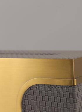 现代简约高茶档金属皮纸巾盒几收纳餐盒桌巾面摆件1412软革装家居