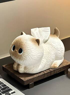 可爱暹罗猫纸巾盒客厅纸抽盒陶瓷抽纸盒家用茶几摆件创意餐巾纸盒