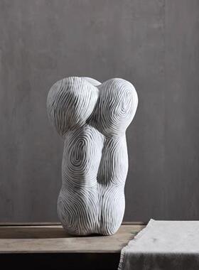 灰抽tcDS8700象异饰形侘寂风树脂摆件客厅关装样板房酒店软玄装摆