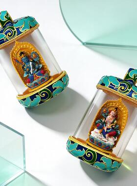 文创定图黄铜珐琅吊坠黄财不动明王八大本命黑财唐卡擦擦吊坠饰品