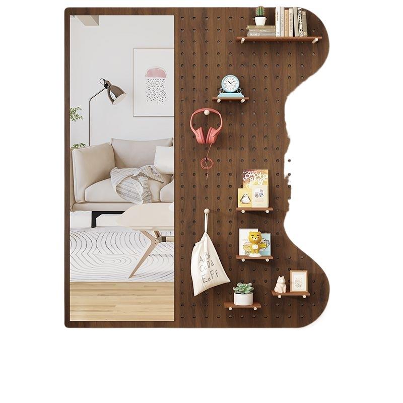 Solid wood hole NSQ entry panel entrance wall storage rack household partition decoration storage upper wall hanging board without punching