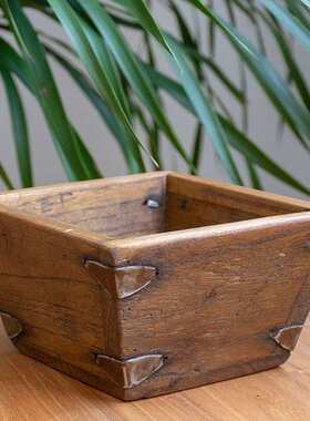 老旧实木进宝日进斗金仿古米斗创意粗陶客厅摆件艺术品开张礼凌之