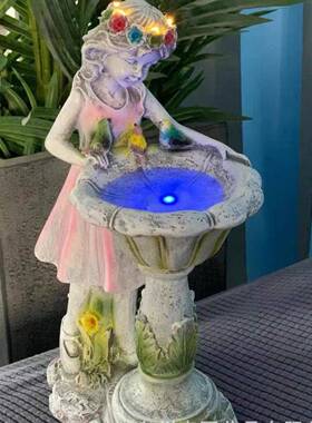 树脂花园女孩太阳能灯摆件户外雕塑别墅景观花仙子装饰品厂家直供