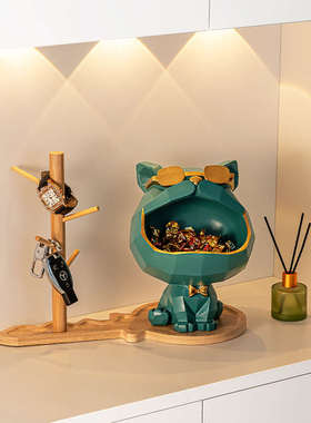 玄关放钥匙置物挂架狗狗收纳摆件客厅轻奢入户门口鞋柜家居饰装品