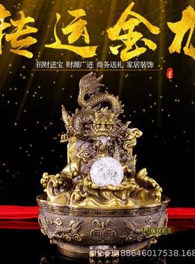 纯铜吸水龙摆件时来运转吸水龙聚宝盆龙吐珠十二生肖金属工艺品