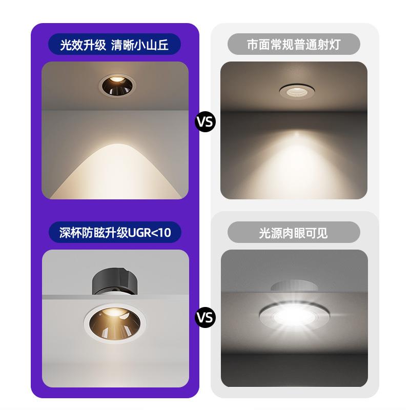 Cob spotlight recessed deep cup anti-glare hill full spectrum deep cup anti-glare spotted living room ceiling light