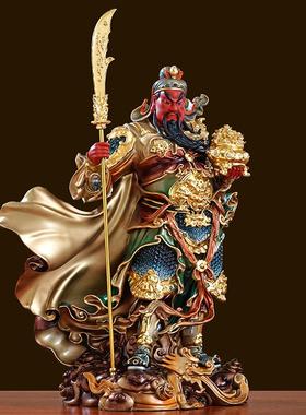 纯铜太古彩立刀关公摆件武财神爷关羽关二爷神像客厅公司招财摆件