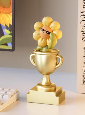 向日奖杯摆创意可爱搞件怪葵树脂摆设桌SHBC2541面刻字礼好送物教
