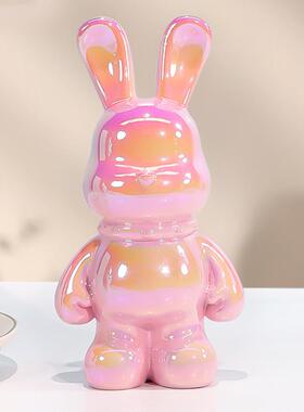 现代风格朋克兔摆件 树脂工艺品重工兔子潮玩手办家居摆件 可