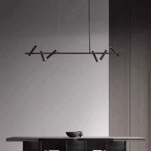 北欧客厅灯一字长条餐厅吊灯轻奢风现代简约设计师圆环样板房灯具 - 图0