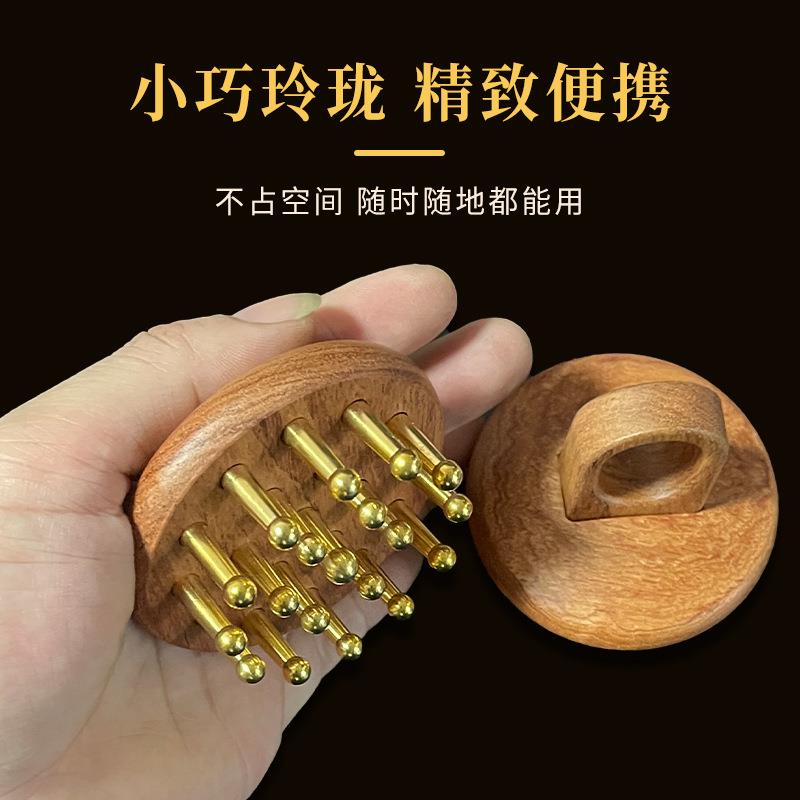 Ai Sha Tang Copper Wood Head Meridian Comb Scalp Massage Comb Scraping Rub Abdomen Open Back Ring Comb Pure Copper Teeth Sanyang Brush