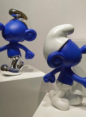 网红可爱蓝精灵摆件现代简约客厅儿童样板房卡通玩偶装饰品创意